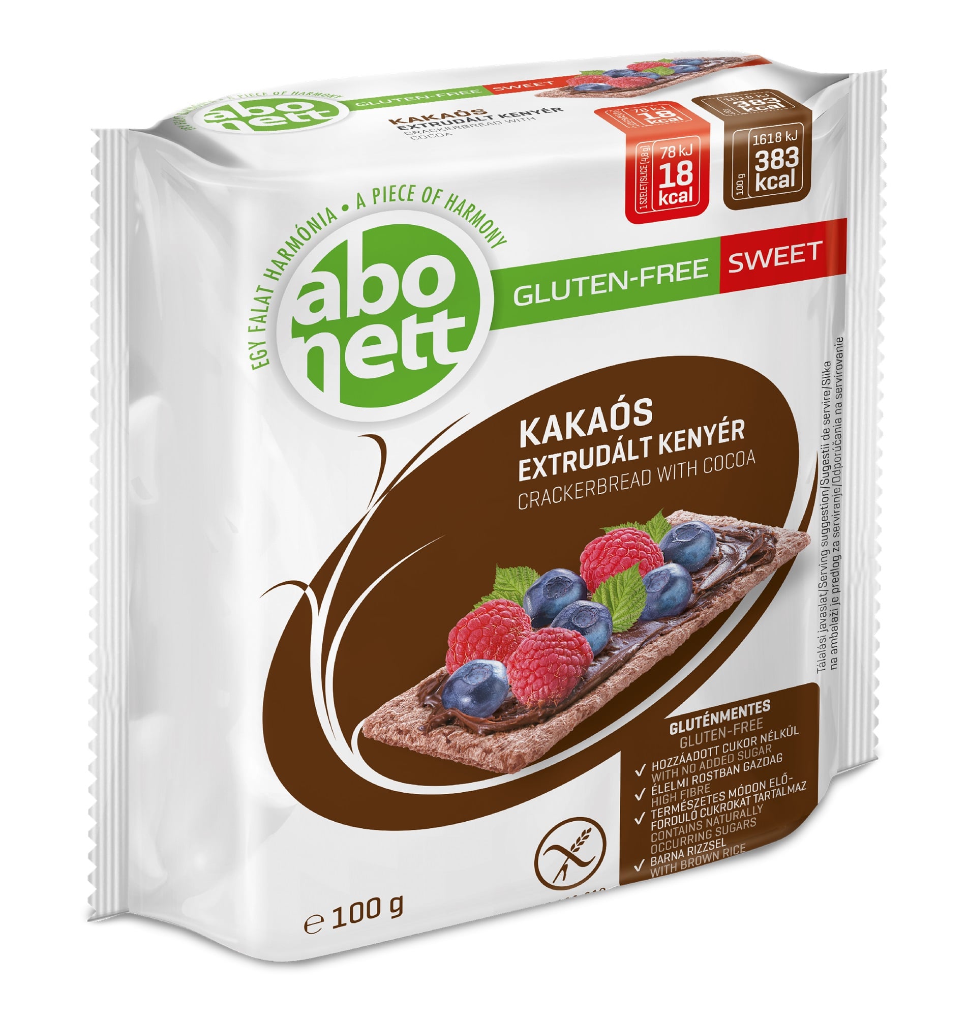 Abonett extrudált kenyér kakaós gluténmentes