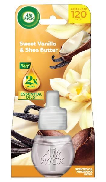 Air Wick elektromos légfrissítő utántöltő, Édes vanília és shea vaj illat, 19ml