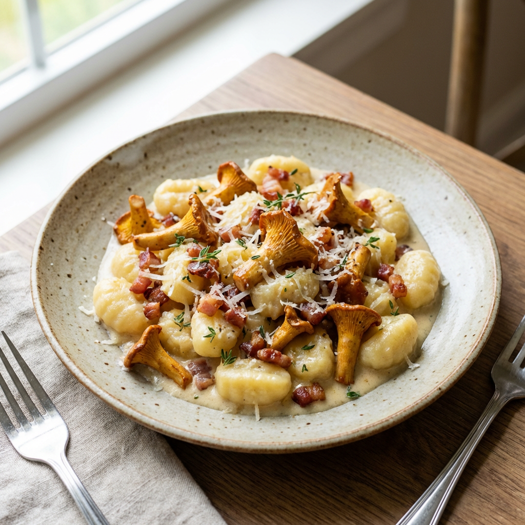 Krémes gnocchi gombával és pecorino sajttal