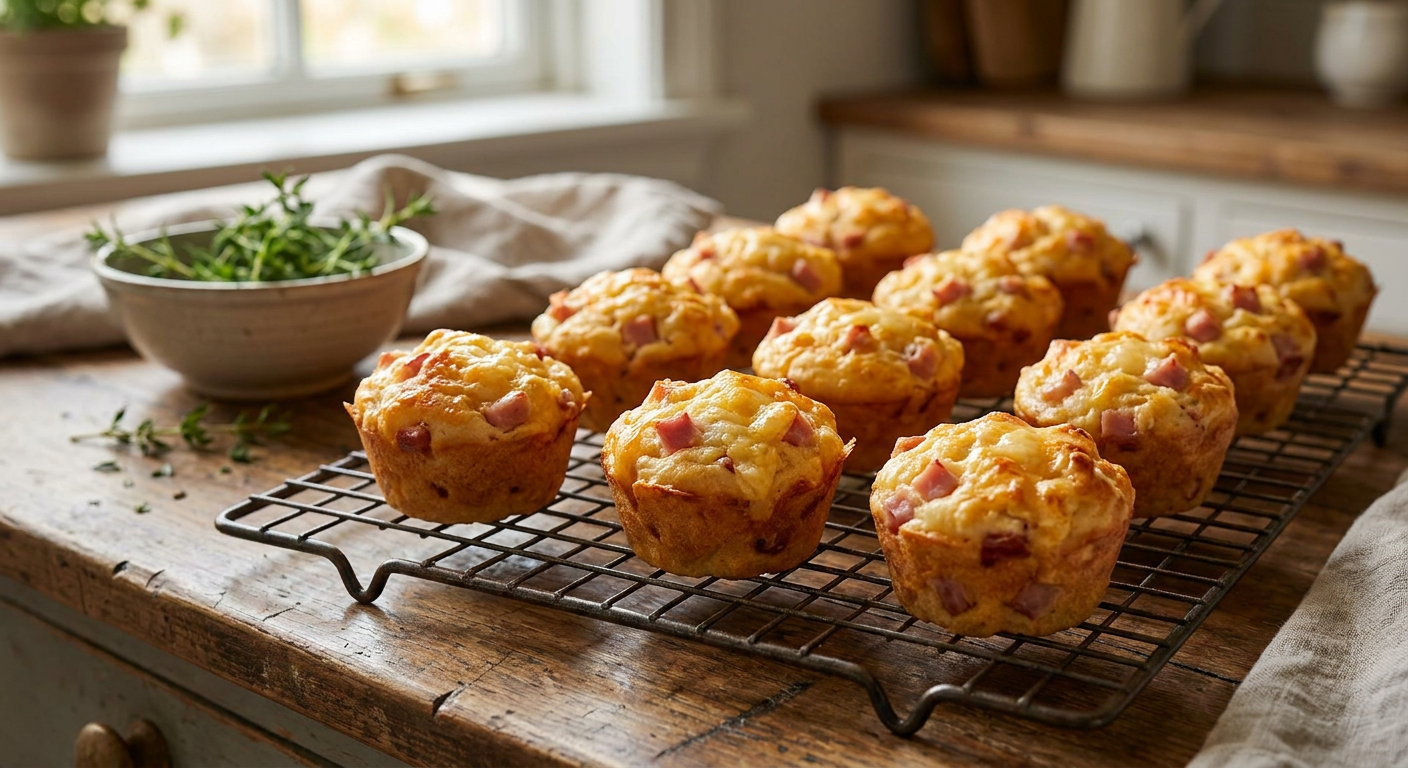 Házi sós sajtos sonkás muffin uzsonnára